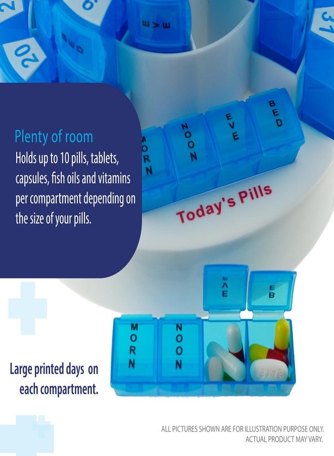 Deke Home - 31 Day Monthly Pill Organizer XL with Pill Cutter, BPA-Free, 4 Times a Day (AM PM), Large Pill Box for Multiple Daily Doses, Removable Compartments, Hard Case Travel Dispenser - Image 3